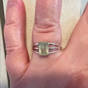 Jade and Sterling Elegant Silver Ring with Green Stone